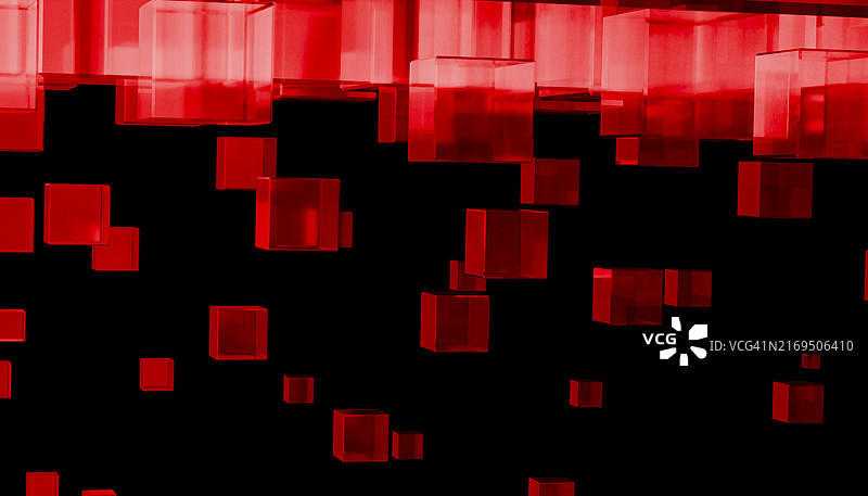 黑色背景上红色矢量立方体图片素材