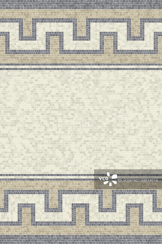 带马赛克瓷砖的装饰边框图案，无缝矢量插画图片素材