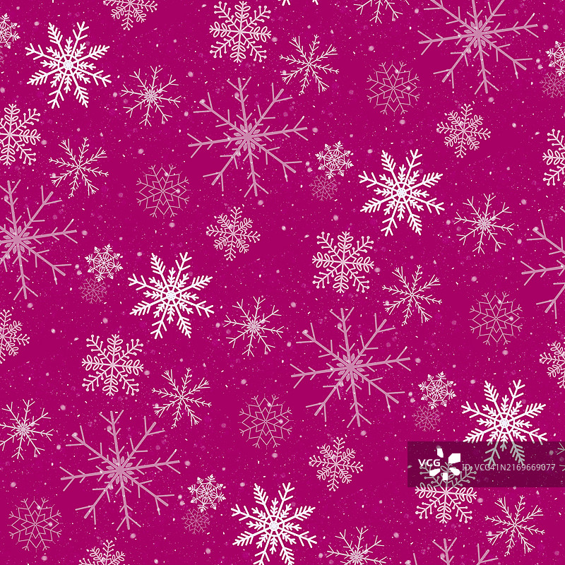 鲜洋红色背景上的雪花无缝图案图片素材