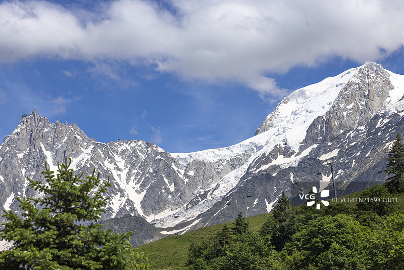 夏季法国阿尔卑斯山脉的群山，位于夏慕尼上方图片素材
