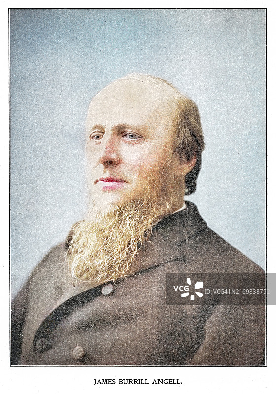 美国教育家、外交家詹姆斯·伯rill·安吉尔肖像图片素材