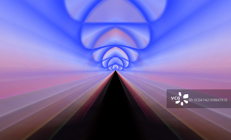 粉色和淡紫色调中通向无限的光径图片素材