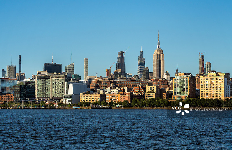 哈德逊河眺望曼哈顿中城景色图片素材