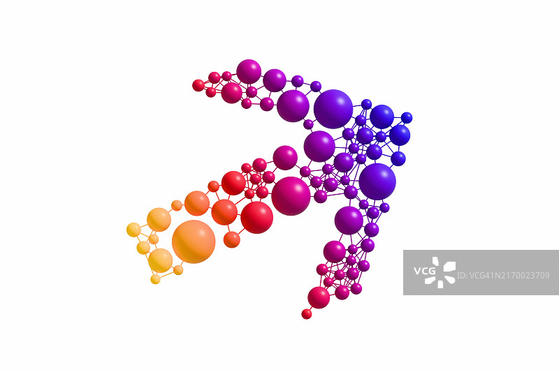 连接形成箭头的3D球体 - 团队合作概念图片素材