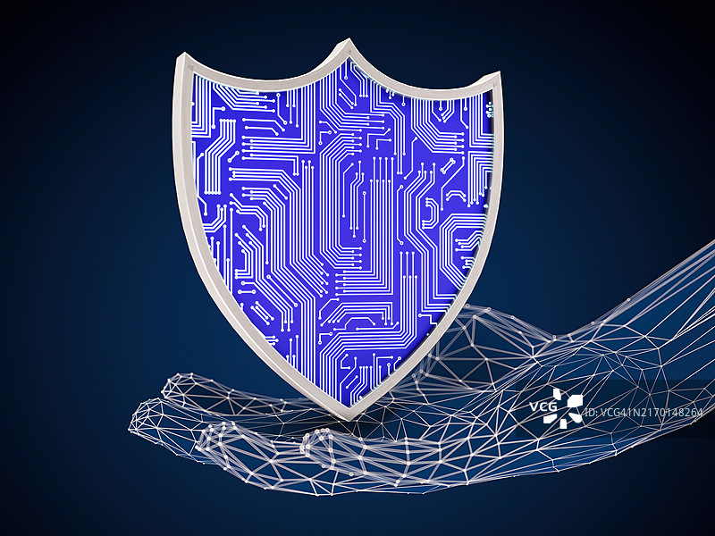 网络安全数字概念，手持盾牌图片素材