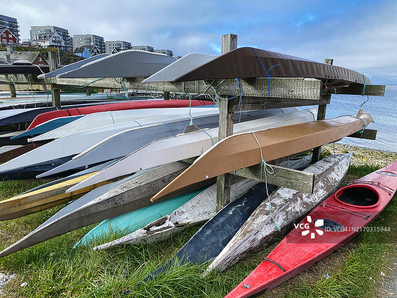 皮划艇架，格陵兰岛努克首都图片素材