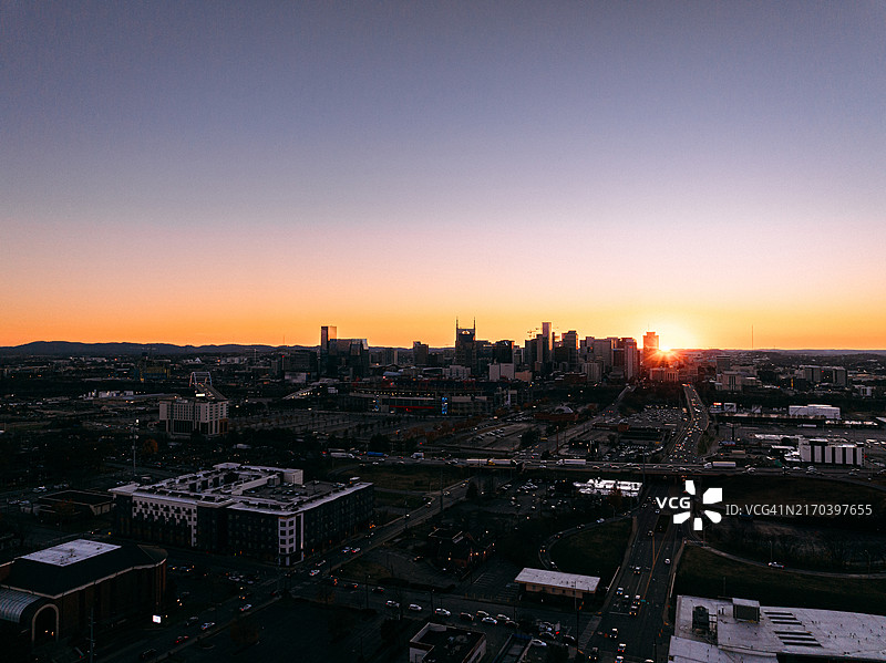 田纳西州纳什维尔市中心日落图片素材