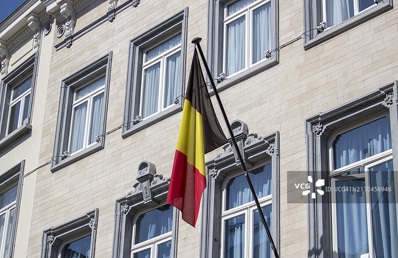 比利时国旗，布鲁塞尔，比利时图片素材