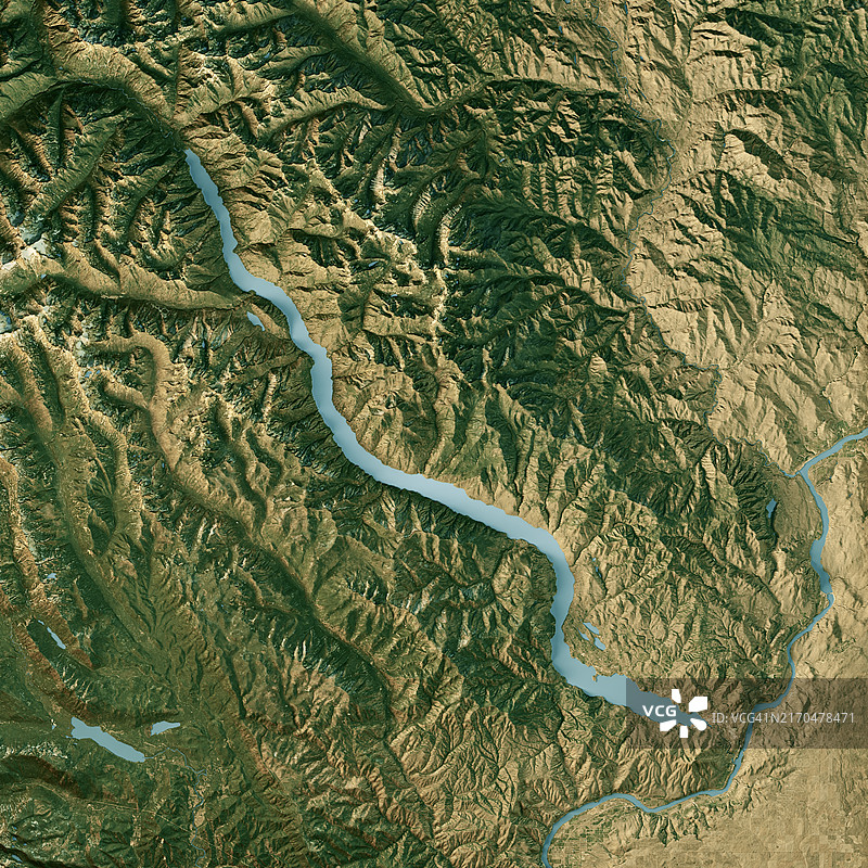 奇兰湖卫星地形图（真彩色3D渲染）图片素材