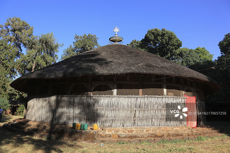 阿姆拉地区，埃塞俄比亚塔纳湖泽吉半岛上的阿佐亚·马里亚姆圆形教堂图片素材
