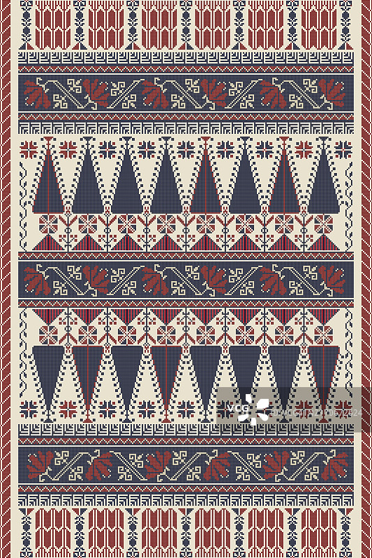 传统巴勒斯坦刺绣无缝图案矢量模板图片素材