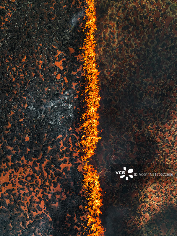澳大利亚加斯科因地区航拍的许可燃烧区边缘图片素材