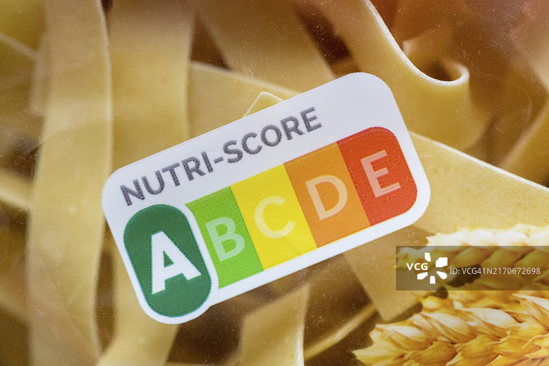 意大利面包装上的营养评分标签图片素材