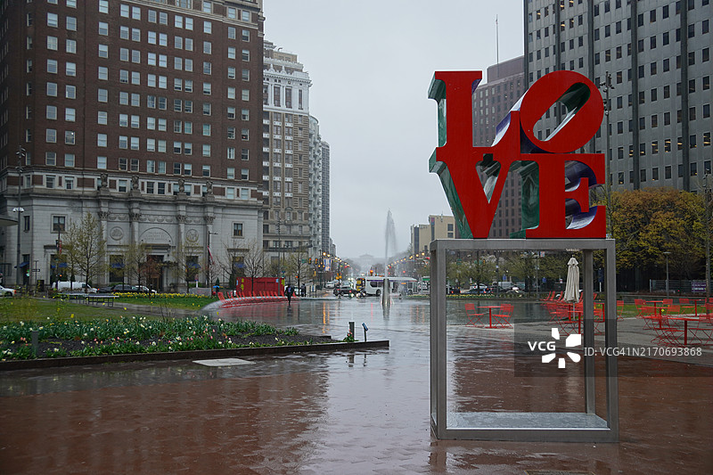 费城LOVE公园、雕像和肯尼迪广场图片素材