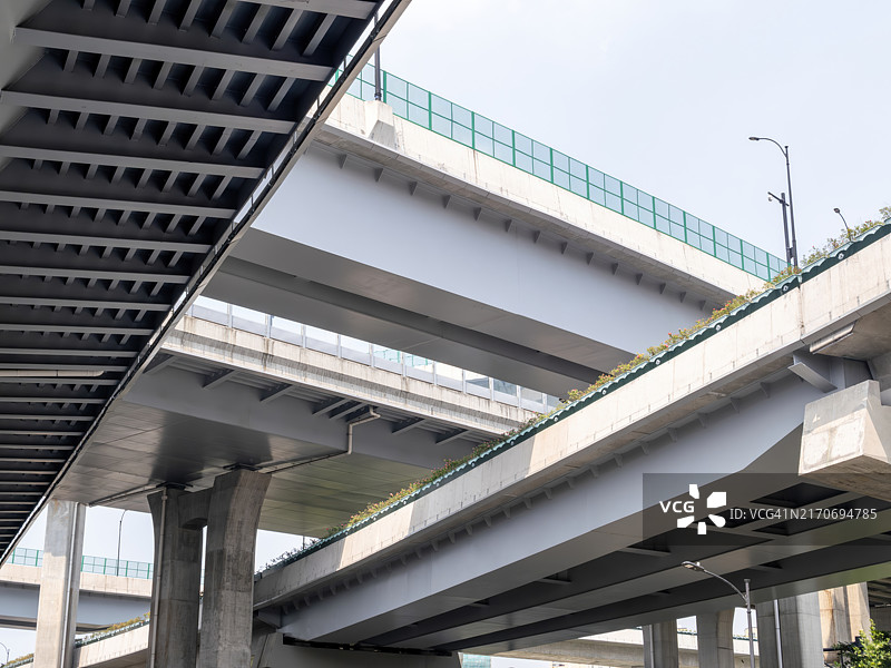 高架桥下的城市景观图片素材