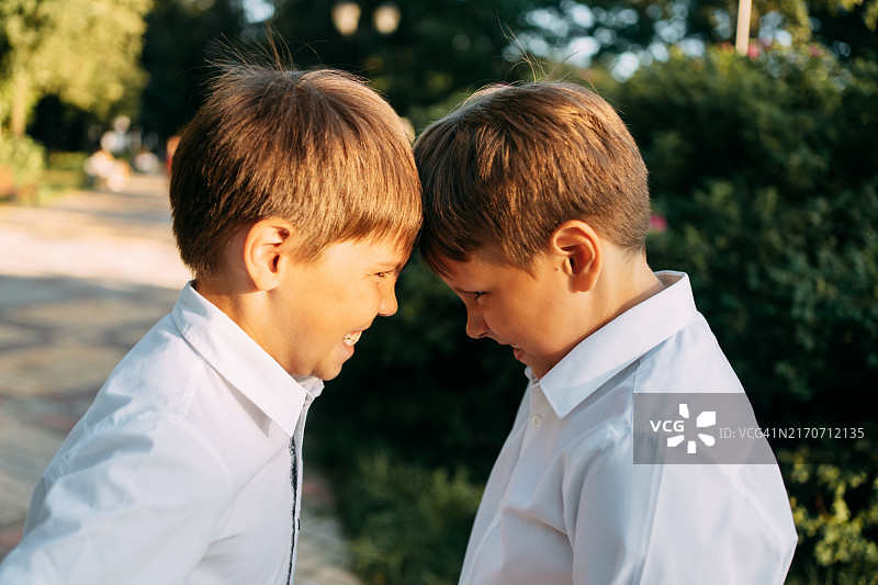 夏日户外争吵的兄弟图片素材