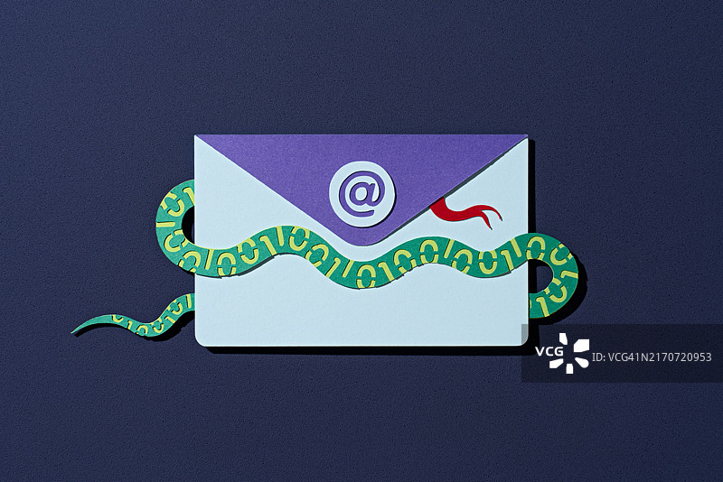 隐藏蛇的恶意邮件，纸工艺图片素材