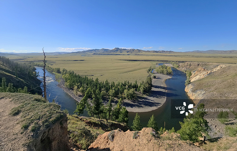 鄂尔浑河谷蒙古国家公园的乌兰高尔河图片素材