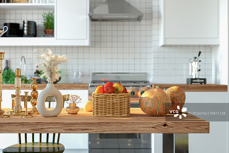 苹果和北海道南瓜的秋季装饰图片素材