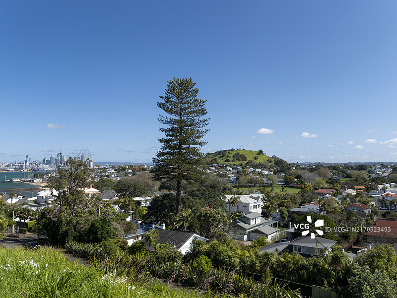 怀特玛塔港和奥克兰德文波特镇中心，新西兰图片素材