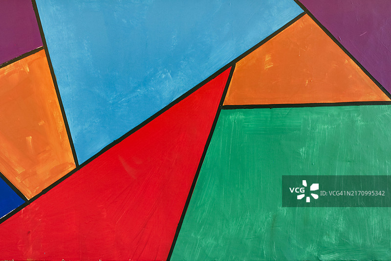 彩色七巧板图案装饰墙图片素材