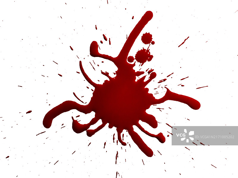 一滴红色颜料在白色画布上飞溅图片素材