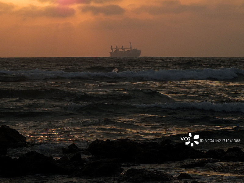 海滩晚景图片素材