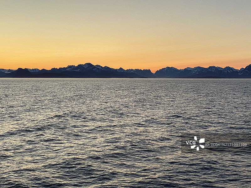 戴维斯海峡，格陵兰岛西部的黎明图片素材