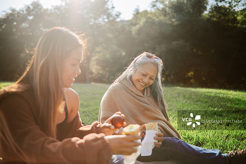 母女在加利福尼亚州野餐图片素材