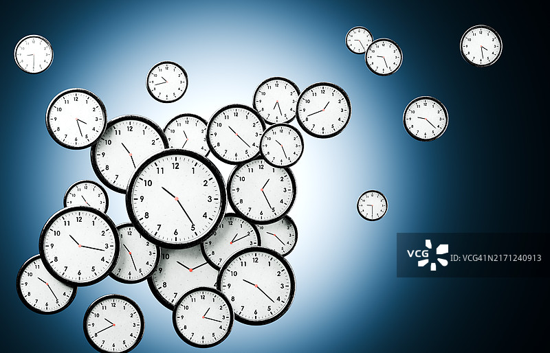 堆积成团的时钟图片素材