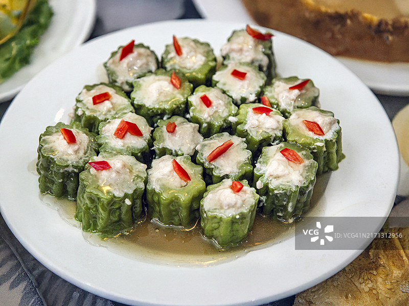 猪肉馅酿苦瓜——传统美食图片素材