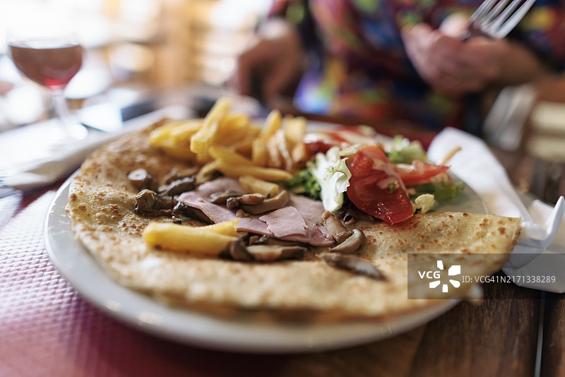 美味的法式可丽饼特写图片素材