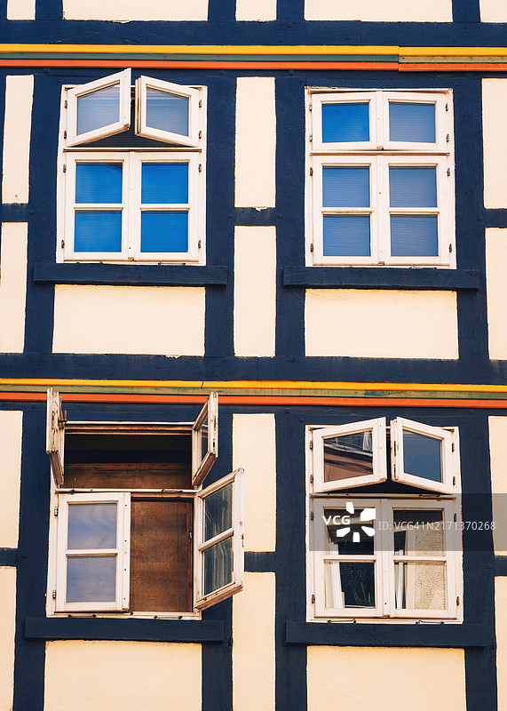 德国汉诺威的半木结构房屋外墙图片素材