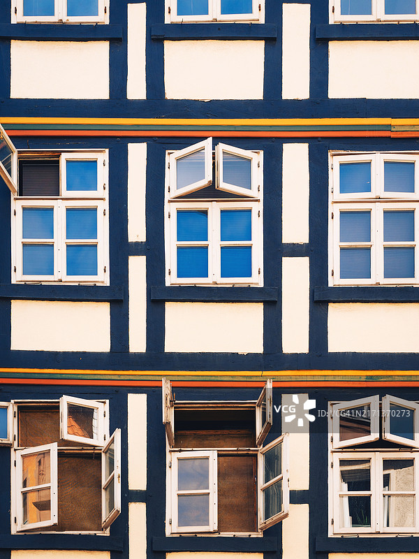 德国汉诺威的半木结构房屋外墙图片素材