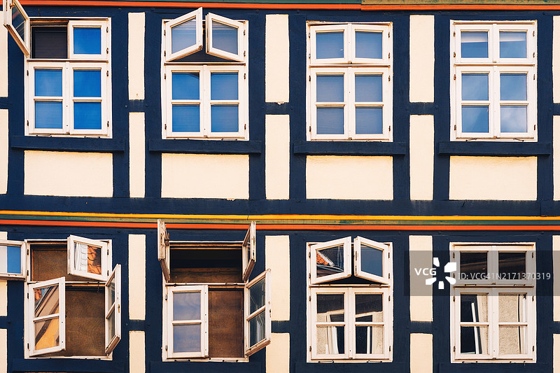 德国汉诺威的半木结构房屋外墙图片素材