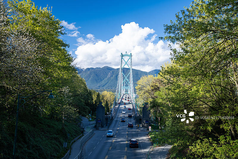 加拿大不列颠哥伦比亚省温哥华的狮门大桥图片素材