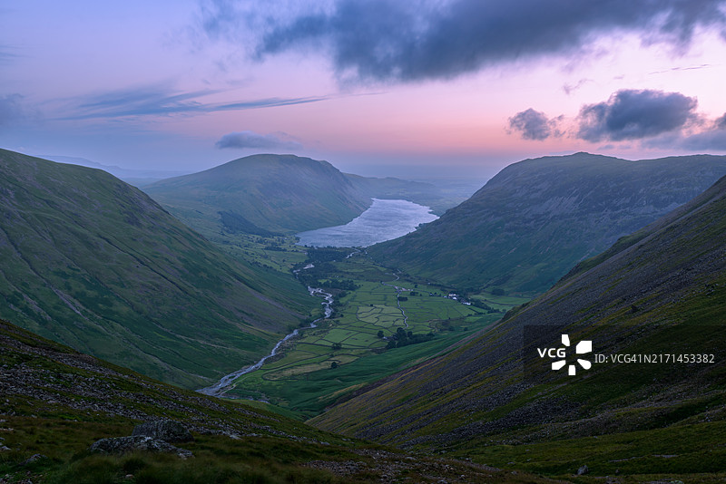 从大山墙看沃斯代尔，英国湖区国家公园图片素材