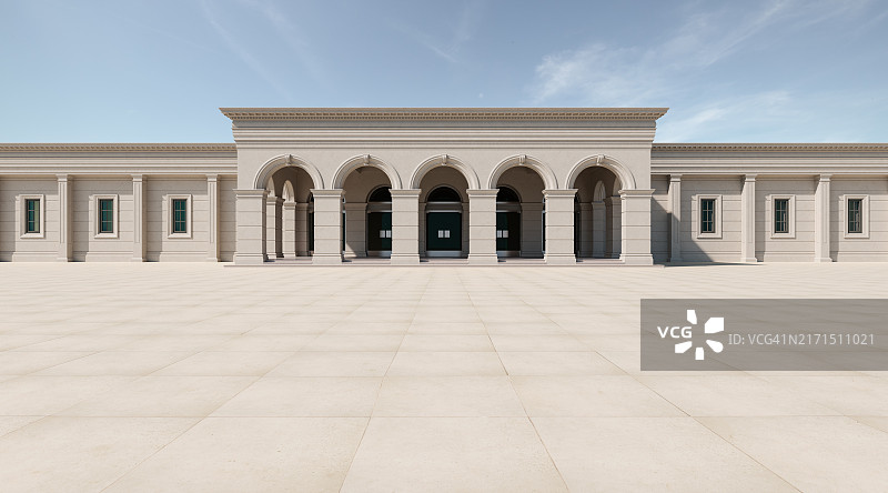 带有大理石广场的古典建筑外观图片素材