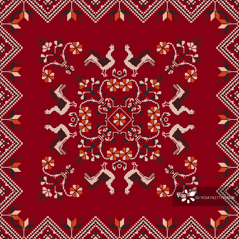 波兰传统刺绣矢量图案图片素材