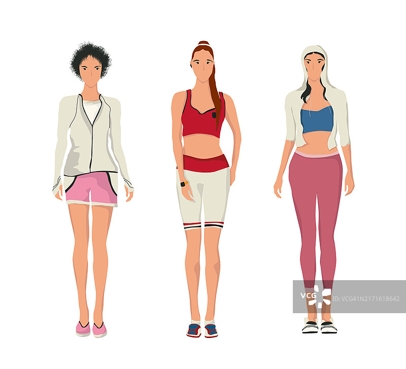运动健身服装时尚年轻女人集合图片素材