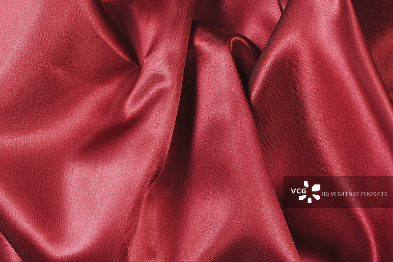 有褶皱的红色缎面纹理图片素材