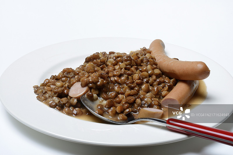 香肠扁豆菜肴图片素材
