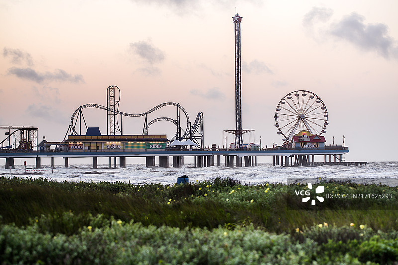 加尔维斯顿海滩游乐码头图片素材