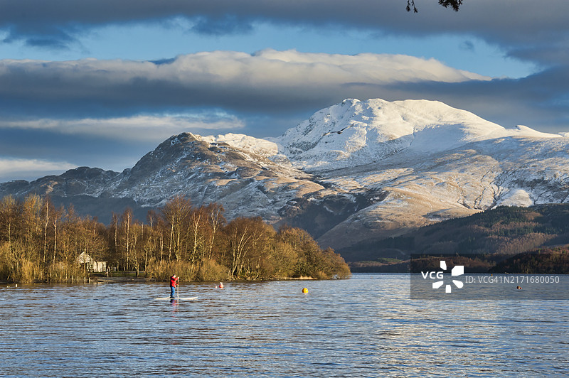冬季色彩下的洛蒙德湖，勒斯村，洛蒙德和特罗萨克斯国家公园，苏格兰图片素材