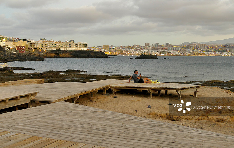 从埃尔孔菲塔尔看到的拉斯坎特拉斯海滩图片素材