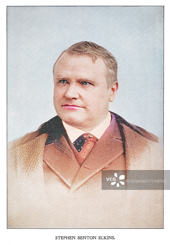 美国实业家和政治家斯蒂芬·本顿·埃尔金斯肖像图片素材