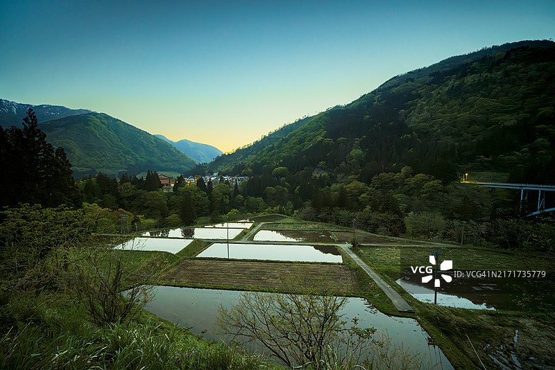 稻田日落图片素材