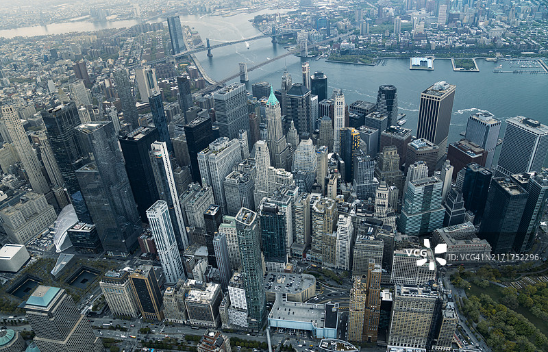 美国纽约市曼哈顿天际线鸟瞰图片素材