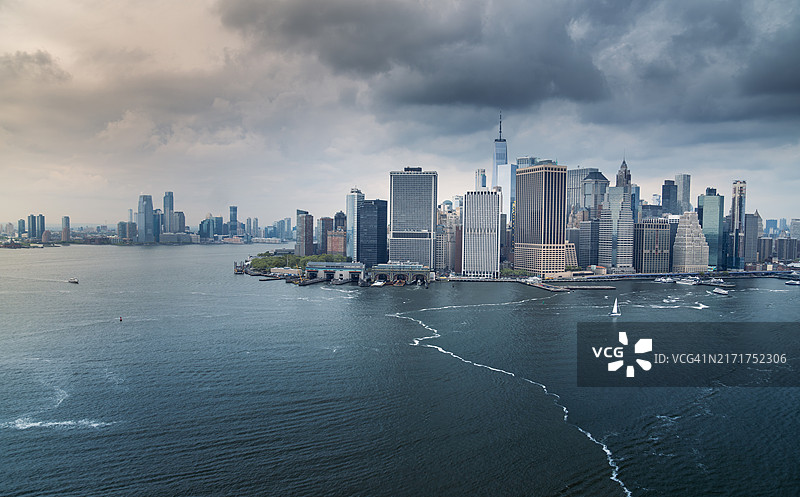 美国纽约市曼哈顿天际线鸟瞰图片素材