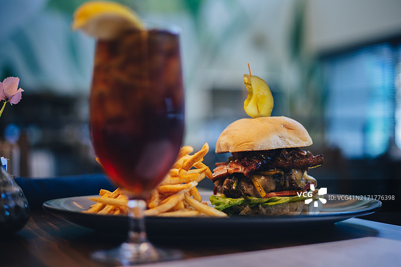 科珀斯克里斯蒂汉堡和薯条特写，美国图片素材